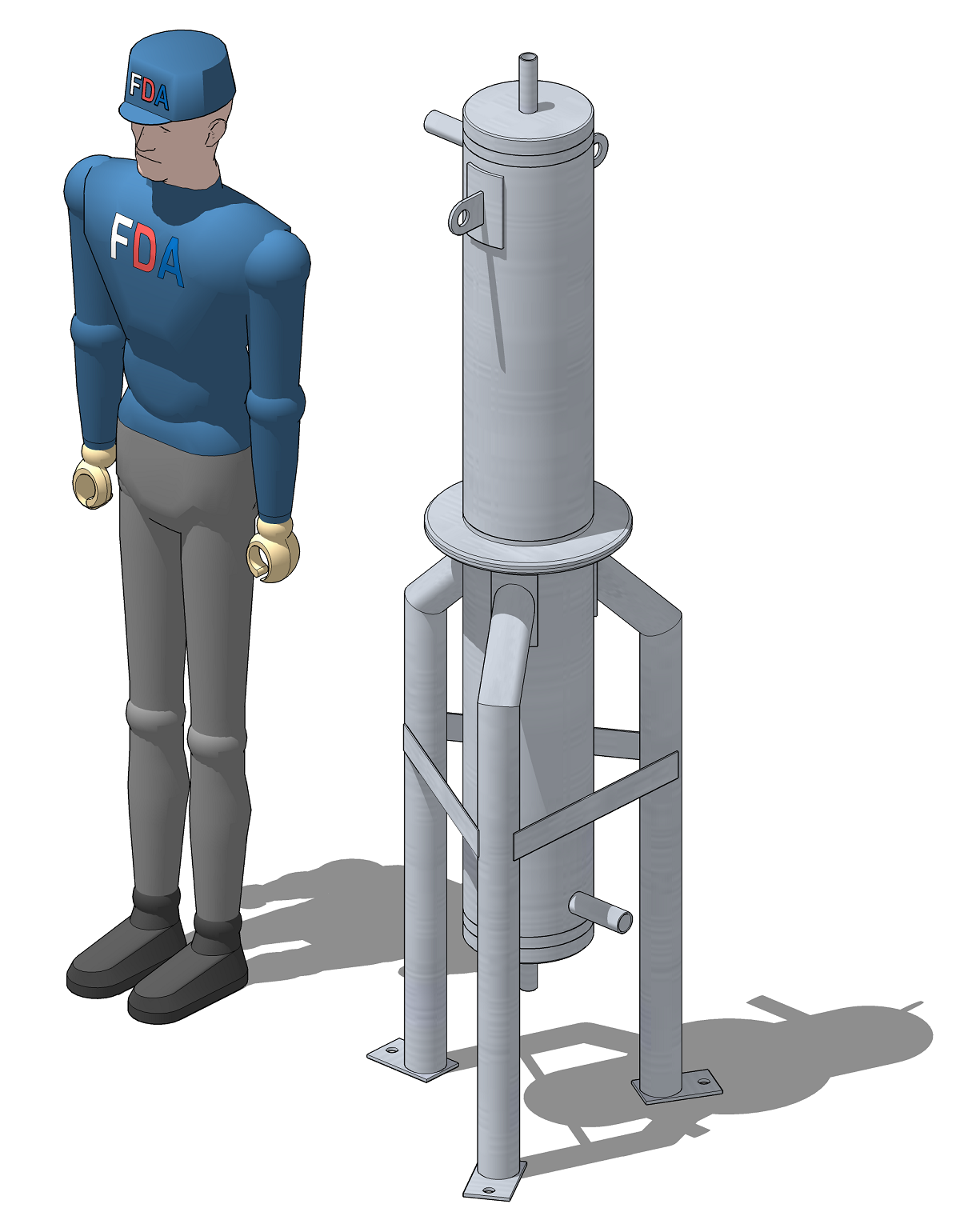 Устройство для охлаждения газов 3D модель устройства для охлаждения газов с человеком