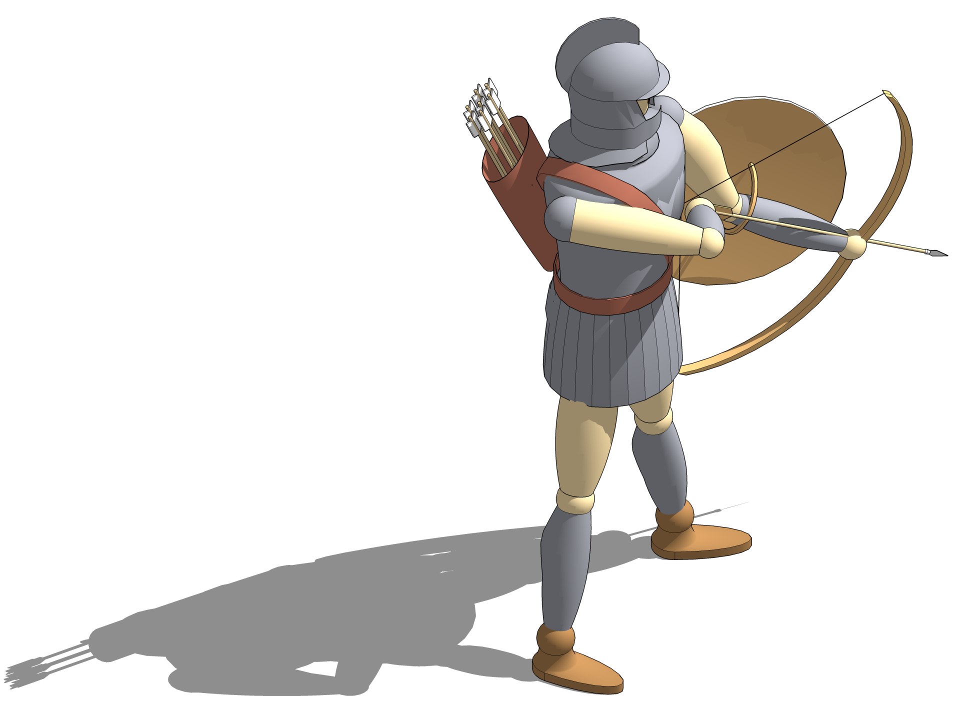 Воин с луком, 3D визуализация